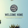 picture of palm trees and text that reads welcome home
