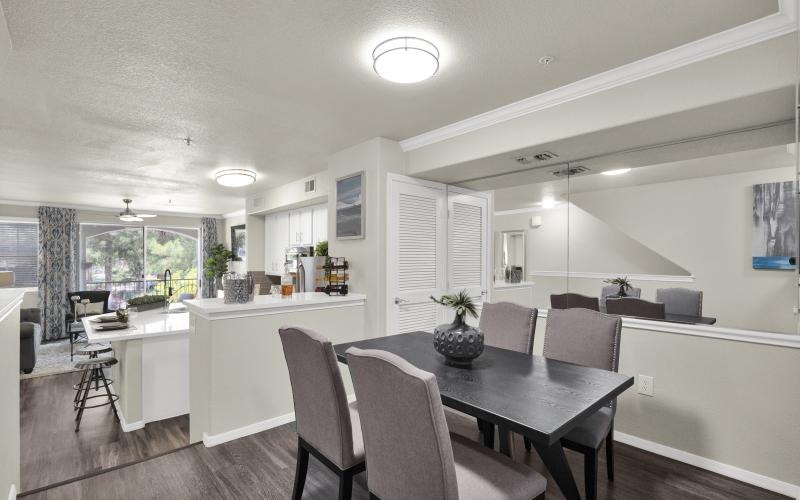 Open concept living space with dining and kitchen views at The Catherine luxury townhomes in Scottsdale.