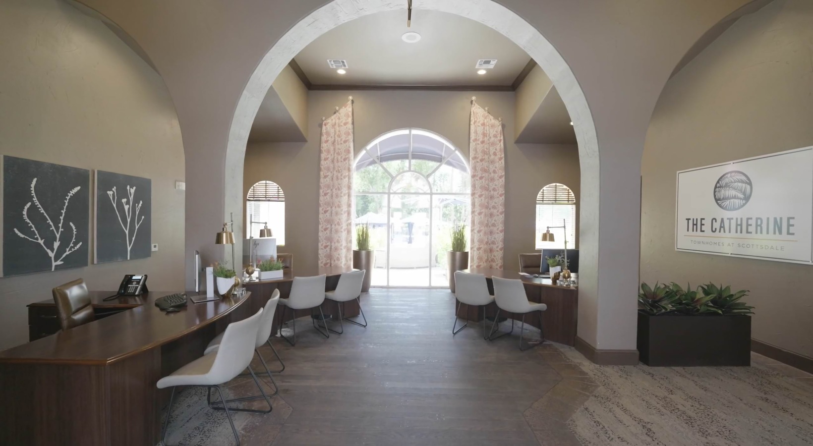 the interior of a leasing office